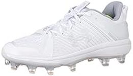 Under Armour Men's Yard Low MT TPU Baseball Cleat Shoe, (100) White/White/Metallic Silver, 4.5