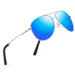 wearPro Polarised-Sunglasses-Mens-Womens-Pilot Sunglasses Unisex UV400 Protection Polarized Sun Glasses Black Sunglasses Unisex Classic Vintage Style Ultralight Shades For Driving (Silver Blue)