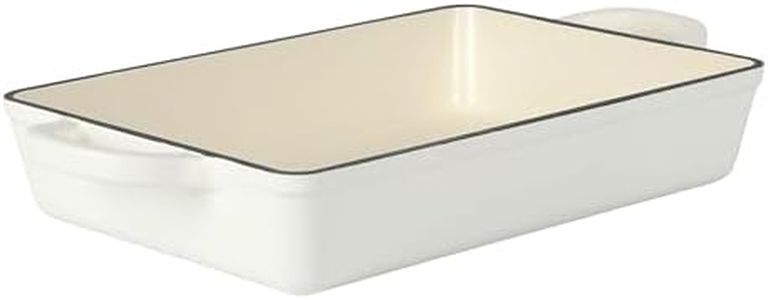 Crock-Pot Artisan 13" Enameled Cast Iron Lasagna Pan, Matte Linen White