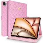 Topwin iPad Air 4 10.9 Inch 2020/ iPad Pro 11 Inch 2020 & 2018 Case, Crown Bling Diamond Cute PU Leather Smart Auto Sleep/Wake Shockproof for Apple iPad Air Gen 4/iPad Pro 11-in.2020&2018 (Pink)