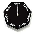 Day of The Week Clock - Heptagon Black Wall Clock - Days Countdown Clock - Weekly Clock - Retirement Gift - Fun Clock Gift - Office Clock - Optional RGB LED 5V Backlit