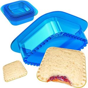 HiYZ Square Sandwich Cutter and Sealer, 5 PCS Decruster Sandwich Press Maker, Peanut Butter and Jelly Crustless Sandwich Cutters for Kids Lunch Cookie Cutter for Children