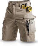 Moosehill Men's Hiking Cargo Shorts with 7 Pockets Quick Dry for Casual Work Tactical Fishing Camping Summer Stretch Waterproof（Beige Shorts,42）
