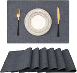 Homaxy Cloths Placemats for Dining Table Set of 6, Heat Resistant Washable Cotton Linen Blend Table Mats, Easy to Clean Non-Slip Place Mats, 13" x 19", Charcoal Gray