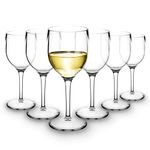 RBDRINKS RB White Wine Glasses Premium Plastic Unbreakable Reusable 20cl, Set of 6