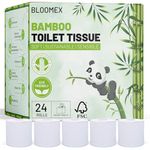 BLOOMEX Bamboo Toilet Rolls Bulk Buy - 24 Rolls, 3-Ply, 230 Sheets Per Roll | Plastic Free Packaging, Sustainable Tissue Paper | Bleach Free White Toilet Tissue.