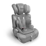 Kidoola Adjustable Car Seat for Toddlers & Children - i-Size Safety Certified Booster Seat, Padded & Comfortable with 3 Adjustable Age Functions& Straps, 100-125cm,Up to 12 Years -ECE R129(Grey)