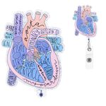 WLLHYF Nurse Badge Reels Cardiac Retractable ID Card Holder Anatomy Heart Name Tag Reel Nurse Alligator Clip Funny Badge Holders for Nursing Student Doctor RN Clinic Assistant Office(Pink Cardiac)