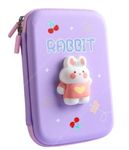 Alokik Enterprise Plastic Rabbit Big Cartoon Theme Pencil Case-3D Eva Pencil Case Pouch,Multipurpose Zipper Pencil Case For Kids,Pen And Pencil Bag For School Kids,Girls,Stationery Storage Box,Purple