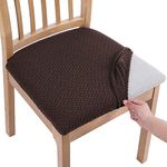 Homaxy Dining Chair Seat Covers Set of 2, Stretch Jacquard Dining Chair Slipcovers Seat Protector with Buckle for Dining Room Kitchen, Coffee