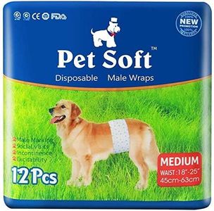 Pet Soft Male Dog Nappies - Disposable Pet Diapers Male Dog Wraps, Super Absorbent Doggy Puppy Nappies for Dogs & Cats Urinary incontinence Medium 12count (M 12count (18'-25'))