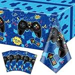 4 Pcs Video Game Tablecloths Gaming Party Decorations Plastic Disposable Table Covers Bluey Birthday Decorations for Boys Kids' Gamer Party Supplies，51x86