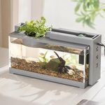 Fish Tank, Aquarium Tank with Air Pump and Light, Quiet Small Fish Tank, Rectangular Aquarium Tank with LED Light, Aquarium Starter Kits for Betta Shrimp Goldfis-h Guppy Jellyfish