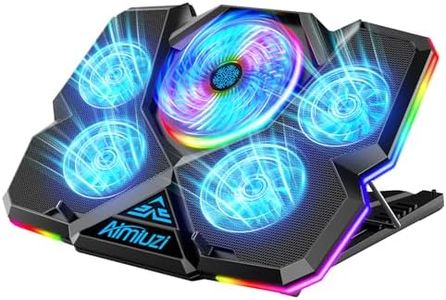 Laptop Cooling Pad, Gaming Laptop Cooler with 5 Quiet Fans and Colorful RGB Light(One Click colse), Laptop Fan Cooling Pad Fits 12-17 Inch Laptop, USB Port Powered, 7 Adjustable Height