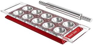 Marcato Ravioli Tablet with Rolling Pin, Tray Mould with Cutter Edge for Perfect Homemade Dumplings and Ravioli - Red