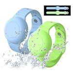 Aircawin Waterproof Airtag Bracelet for Kids,2 Pack Luminous Silicone Hidden Airtag Wristband Kids,Anti-Lost Airtag Holder Case for Toddler,Airtag Case Cover Watch Band GPS Tracker Child-Green+Blue