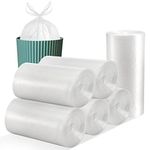 Tebery 300 Counts 8 Gallon Clear Small Garbage Bags Trash Bags, Wastebasket Bin Liners for Bathroom Bedroom Office Trash Can, 6 Rolls