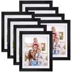 Giftgarden 8x10 Picture Frames Black Set of 8, Display 8x10 Pictures with Mat or 9x11 Without Mat for Wall Decor Floating or Tabletop Decoration