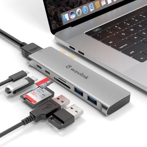 WAVLINK USB-C Hub for MacBook Pro 2016-2022 & MacBook Air 2018-2022 13" 15" 16" M1 M2, Multi-Function Mini Dock with Thunderbolt 3 100W PD, 4K HDMI, USB-C, SD/MicroSD Reader, 2X USB3.0 Ports