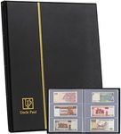 Uncle Paul Banknote Scrapbook with 60 Pockets, 7.5 x 3.2 Inch, Banknote Collector Holder, Storage Book with Protective Cover for Paper Dollar Notes, Trading Cards, Stamps Collection AN01BK