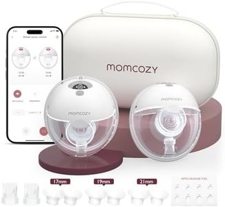 Momcozy M5 Smart APP Controlled Wearable Breast Pump, Hands-Free Wireless Electric Pump, 3 Modes 9 Suction Levels, BPA-Free, Portable Lightweight, 24mm Flange, 2-Pack Quill Gray