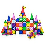 PicassoTiles 152PC Magnetic Tiles Building Block Toy Building Block Magnets Construction Sensory Toys Gifts Set for STEM Educational Playset Kid Brain Development Stacking Blocks with Mirror PT152