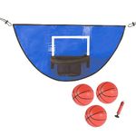 Trampoline Basketball Hoop Attachment, Trampoline Basketball Hoop with 3 Mini Basketballs and Pump,Adjustable Length Cinch Cords Fits All Trampolines with Enclosure and Pole Caps, for All Ages