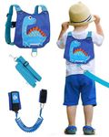 Lehoo Castle Reins for Toddlers Boys, 4 in 1 Toddler Reins for Walking with Anti Lost Wrist Link, Baby Reins Walking Harness, Toddler Leash Harness (Brachiosaurus Blue)