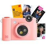KODAK Smile+ 2-in-1 Digital Instant Camera with Effect-Changing Lens, 2x3” Sticky-Backed Photo Prints, and Zink Printing Technology, Compatible with iOS and Android Devices - Pink