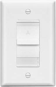 LIDER 3-Speed Fan Switch, Slider Switch for Fan, Ceiling Fan Control Switch, 120V, 2.5A Motor, Single Pole, Modern Upgrade, UL Listed, Wall Plate Included, White