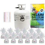 Large Helium Canister with Curling Ribbon and 6 Foil Balloon Weights (Iridescent, Pack of 12 Weights)