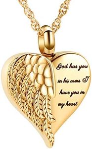 shajwo Cremation Jewelry Angel Wing Heart Urn Necklaces for Ashes Memorial Keepsake Pendant for Women Men,Gold