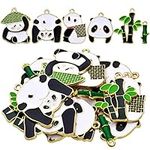 18pcs 6 Styles Enamel Panda Bamboo 