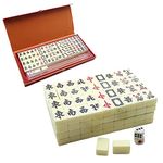 Chinese Majong Set Traditional Chinese Mah Jong Game Set With 144 Tiles & 2 Spare Cards Mahjong Tile Set Portable Travel Mahjong For Travel Party Family Game