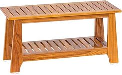 24" Teak Shower Bench With Shelf/Sh