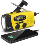 Esky Emergency Hand Crank Radio with 3 LED Flashlight, AM/FM/NOAA Portable Weather Radio with 2000mAh Rechargeable Battery, Solar Powered USB Charged Radio for Indoor Outdoor Camping, SOS Alarm