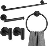 Lava Odoro 5-Piece Matte Black Bathroom Hardware Set, 23.6 Inch Black Towel Bar Set Towel Rack Set Stainless Steel Wall Mounted Bathroom Towel Holder Set Bathroom Accessories Kit