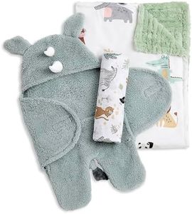 buybuy Baby by Evolur Safari Snuggles 3 pc Gift Set - Sherpa Sack Wrap, Bamboo Muslin Wrap & Velour Blanket