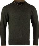 JACK PYKE Ashcombe 100% Lambswool Long Sleeve V-Neck Jumper Pullover Dark Olive Large