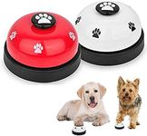 SlowTon Pet Doorbells, 2 Pack Metal Bell Dog Training with Non Skid Rubber Bottoms Puppy Door Bell for Potty Training and Communication Device with Clear Ring Paw Size Button for Small Doggie Cats