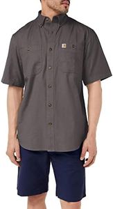 Carhartt Men's Rugged Flex Rigby Short Sleeve Work Shirt, Gravel, X-Large