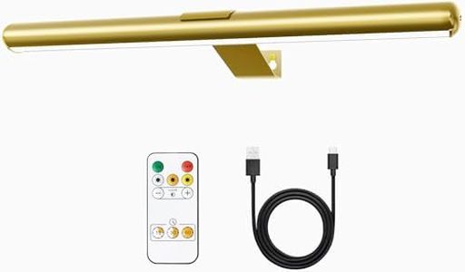 Xuolder 16Inch Wireless Picture Light Painting Light for Art,Rechargeable Battery Operated Display Art Light with Remote,Dimmable Timer Painting Light for Wall Picture Gallery Dartboad Full Metal-Gold