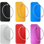 Luggage Tags for Suitcases 6 PCS Aluminum Metal Travel Suitcase Bag Tag with Card Business Card Holder Luggage Baggage Identifier(Multicolor)