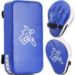 WUWEOT 2-in-1 Punching Mitts Kick Pack Set, Boxing Focus Pads and Taewondo Pad, Thai Karate Pads, Martial Arts MMA Kicking Shield Training for Men Women Gym Blue,15.5 x 8