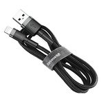 Baseus Nylon Braided Fast Charging Cable for iPhone and iPad 2.4A 100cm (Grey+ Black)