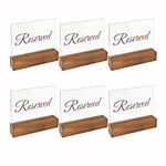 Sparkle Race Reserved Table Signs, 6-Pack Acrylic Reserved Signs for Tables, Reserved Signs for Weddings with Wood Holders, Place Card Holder for Dinner Party Events Seating