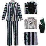 AYYOHON Men's Beetle Cosplay Costume Black and White Striped Jacket Suit Comedy Horror Movie Scary Halloween Outfits 3XL