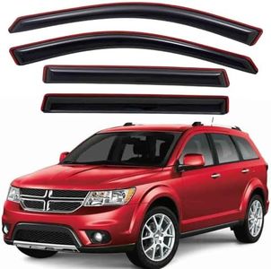 Lightronic Extra Durable Clip-on in-Channel Auto Vent Window Visor, Fits 2009-2020 Dodge Journey, UV Protection Rain Guard, Original Wind Deflector, No-Drill Easy Install, Dark Smoke, 4-Pcs
