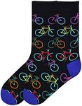 K. Bell Socks Mens Novelty Transportation Bright Bikes Crew Casual, Bright Bikes (Blue), Large US