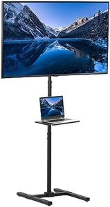 VIVO Extra Tall TV Floor Stand with Shelf for 13 to 50 inch Screens, LED OLED 4K Smart Flat, Curved Monitors, 70 inch Tall, Max VESA 200x200, Tall Pole for Treadmills, Ellipticals, Black, STAND-TV17-S